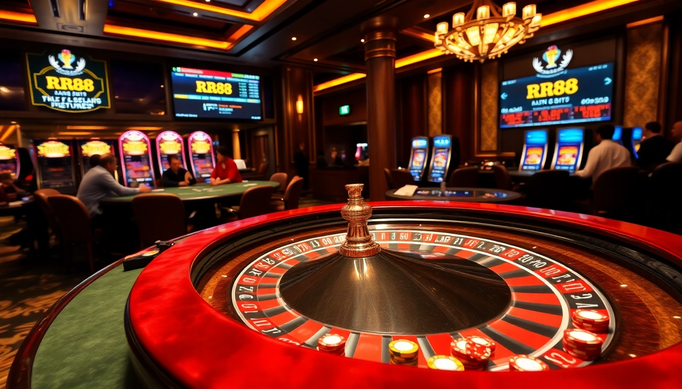 Play casino games at RR88 with vibrant chips and thrilling roulette action.