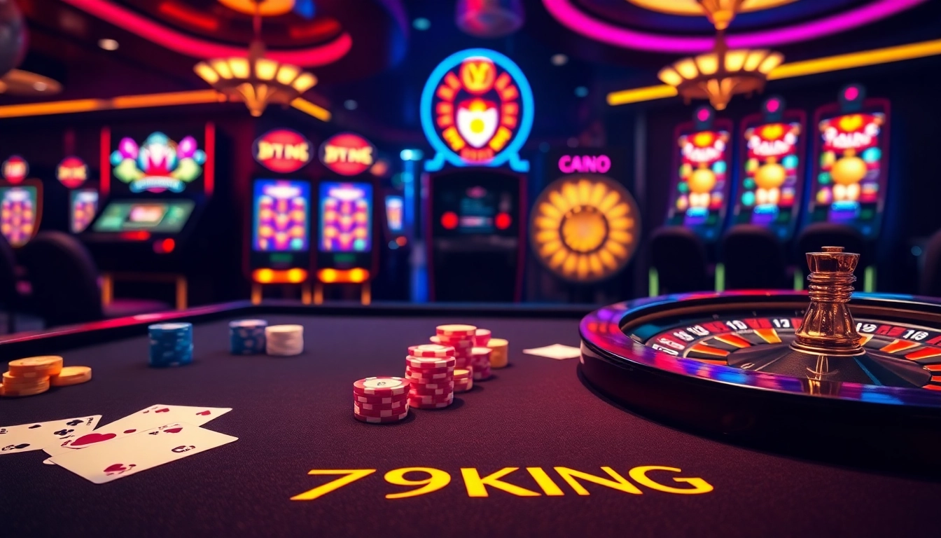 Exciting casino action with 79KING branding on a dazzling gaming table.