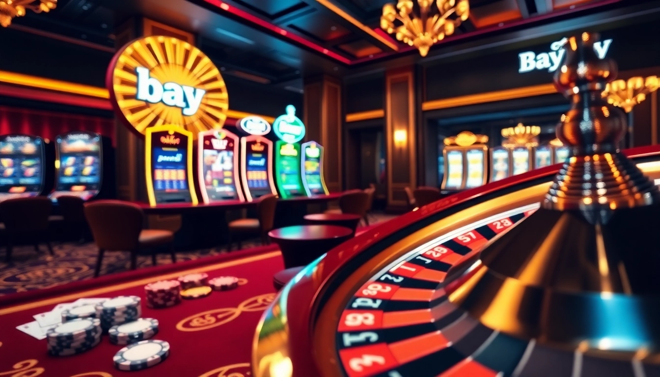 Experience the thrill of Bay789 with an exciting casino gaming scene featuring poker chips and roulette.
