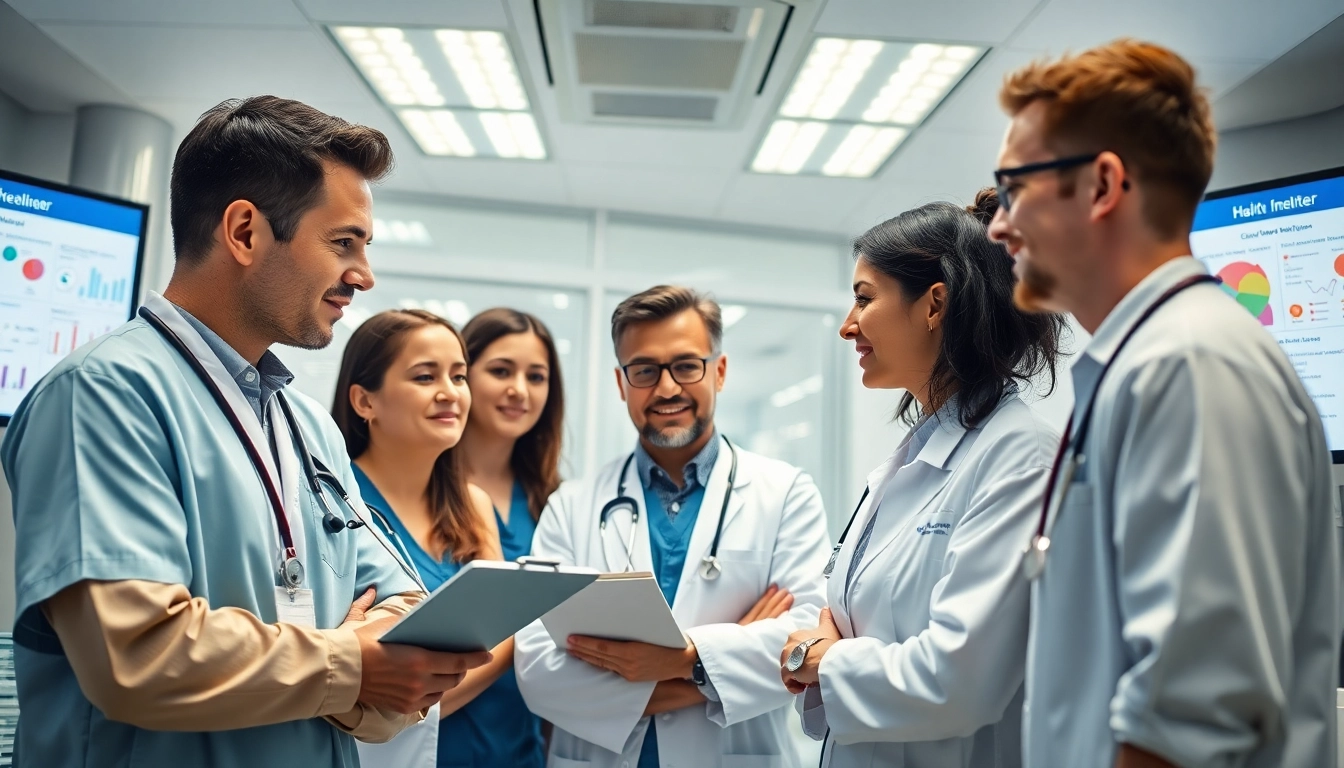 Krankheiten Informationen werden von Fachleuten in einer modernen Klinik präsentiert.