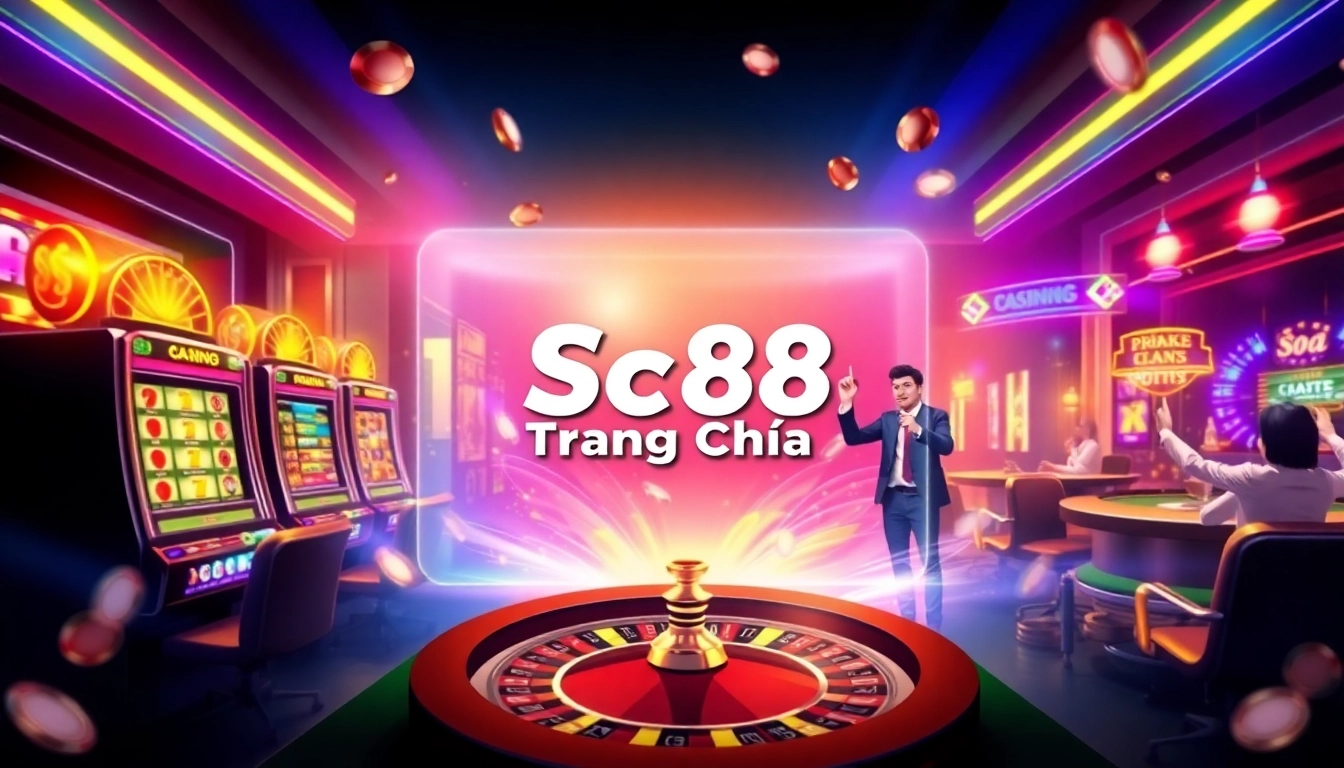 Exciting online gambling experience at Sc88 Trang Chủ showcasing vibrant games and luxurious casino elements.
