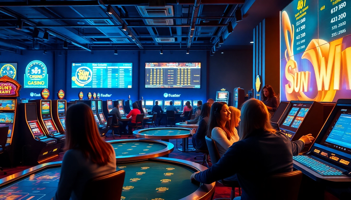 Dynamic gaming scene at Sun Win featuring players immersed in thrilling online gameplay.