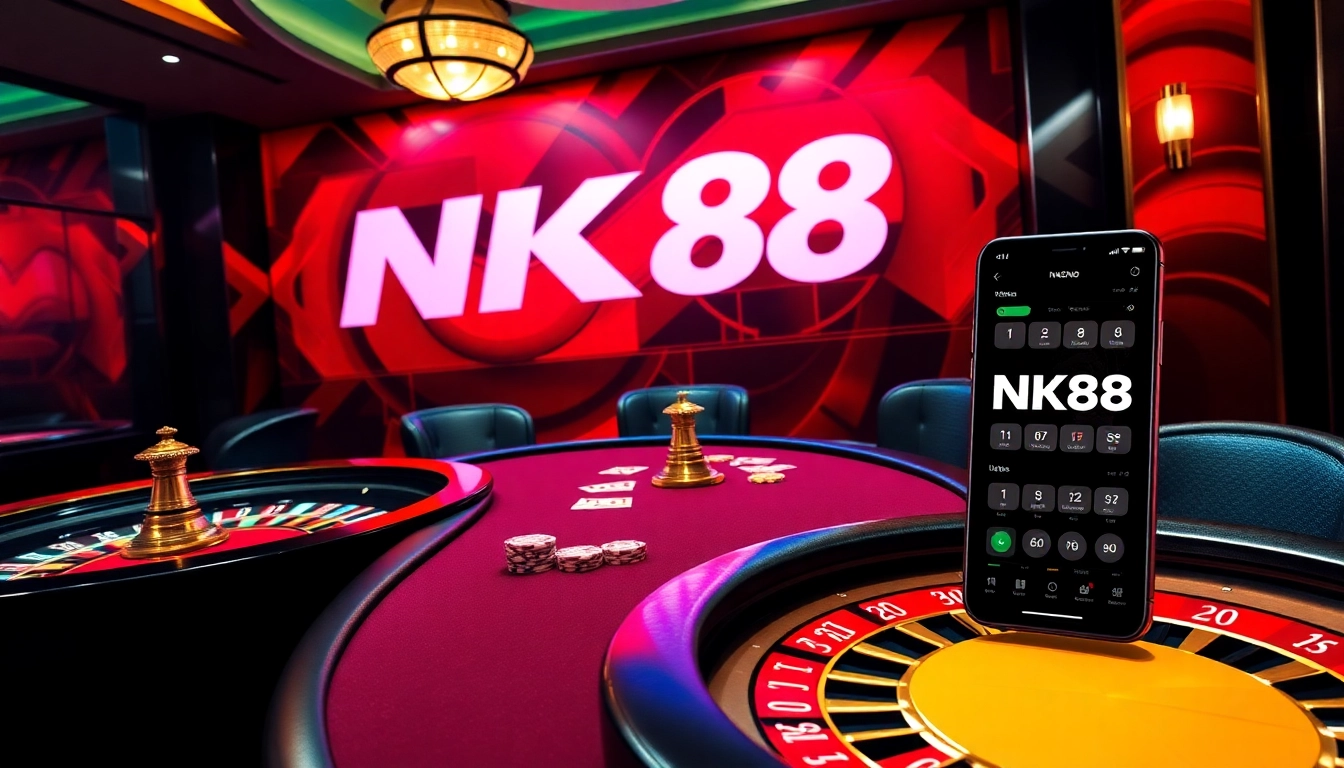 Players immerse in a thrilling NK88 poker game at a luxurious casino.
