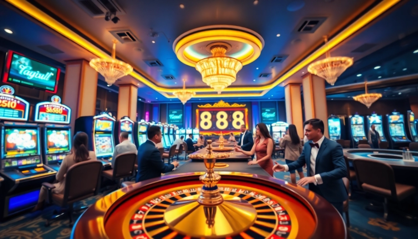 u8888 online casino scene with slot machines and live dealer games