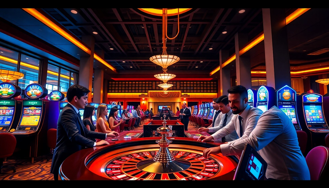 Experience excitement at RR88 with engaging players at a luxurious casino table.