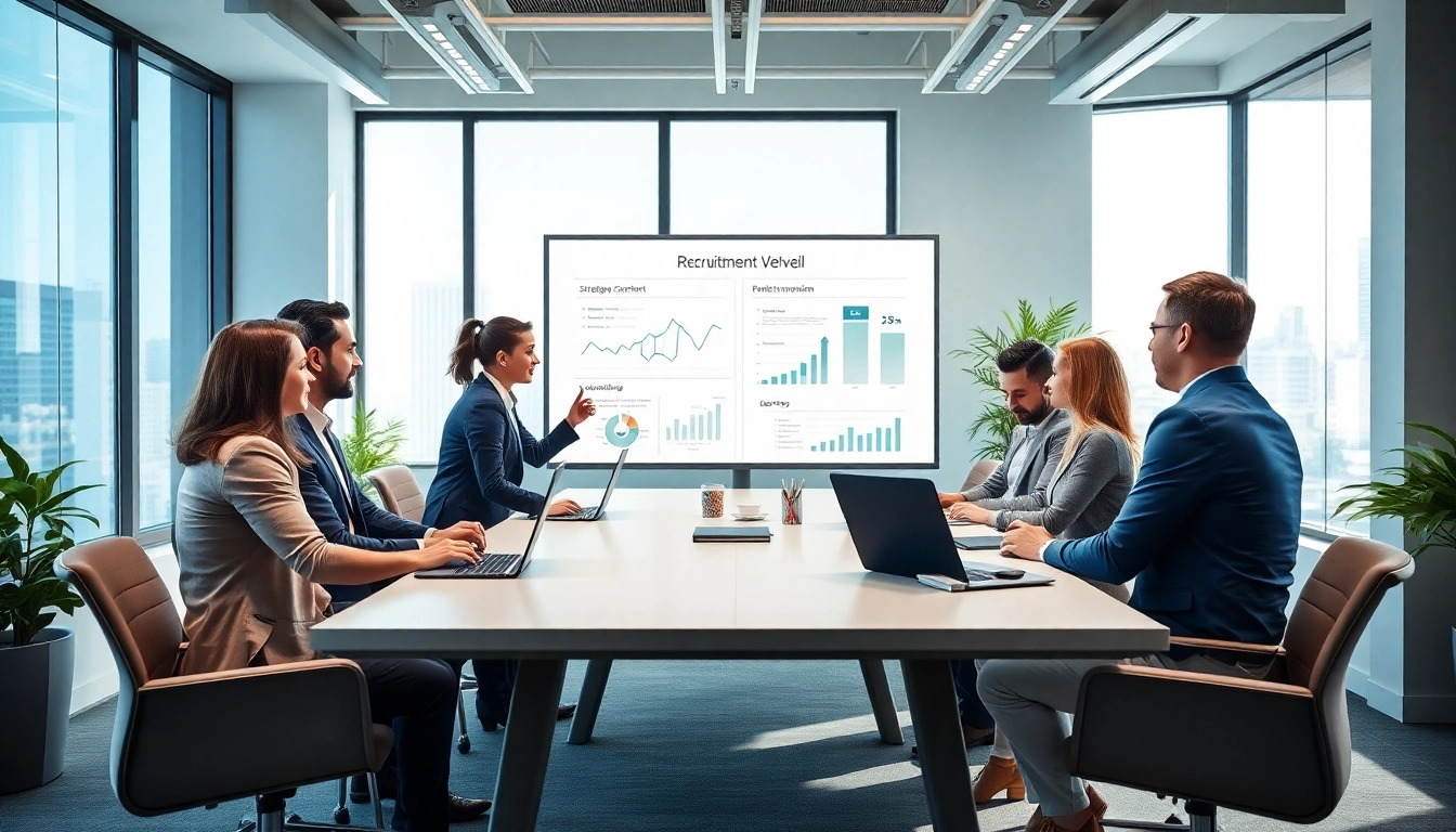 Rekrutierungstreffen für Personalvermittlung Vertrieb, das Teamarbeit und strategische Planung zeigt.