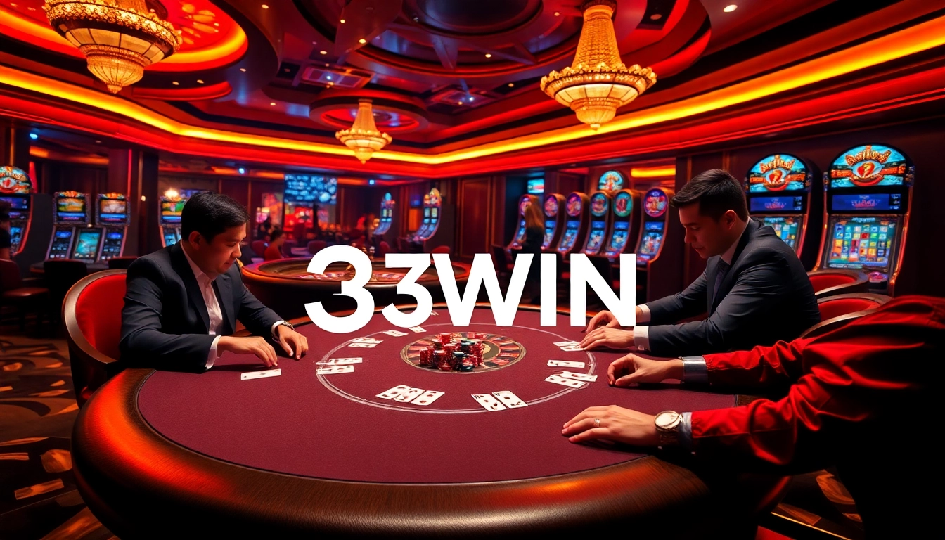 Experience thrilling poker action at the luxurious 3WIN Casino table, with vibrant chips and cards.