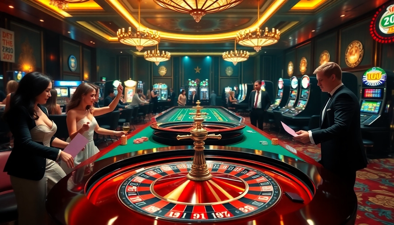Gamblers celebrating at uu88.com casino with vibrant roulette and poker tables.