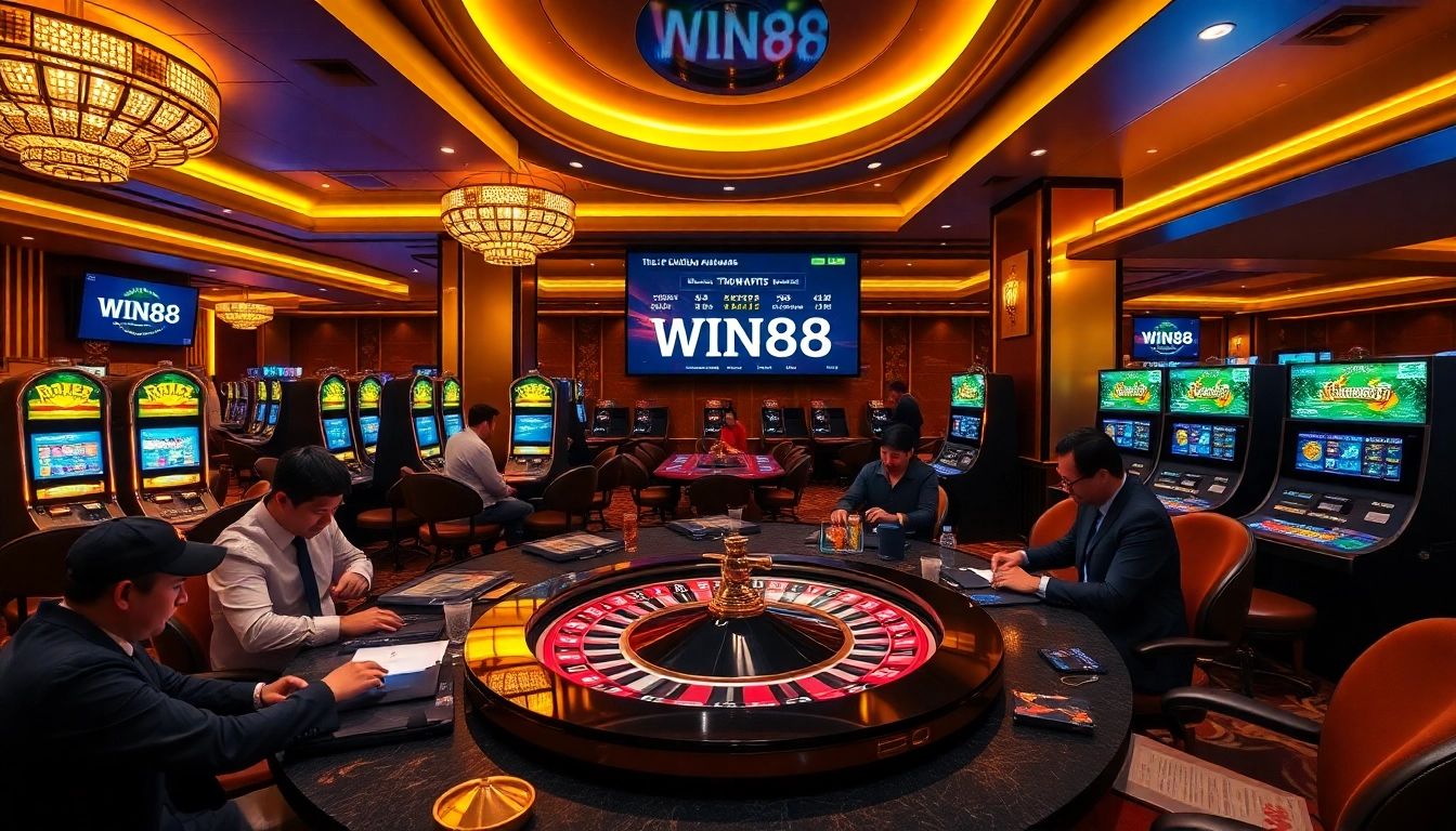 Experience interactive gambling excitement at WIN88 with vibrant casino visuals.
