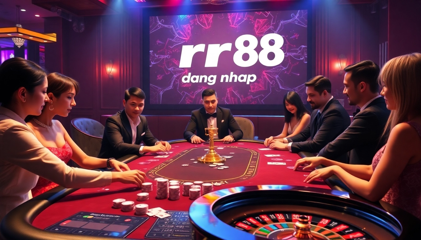 Engage in exciting gameplay with rr88 dang nhap at a luxury casino table featuring poker chips and cards.