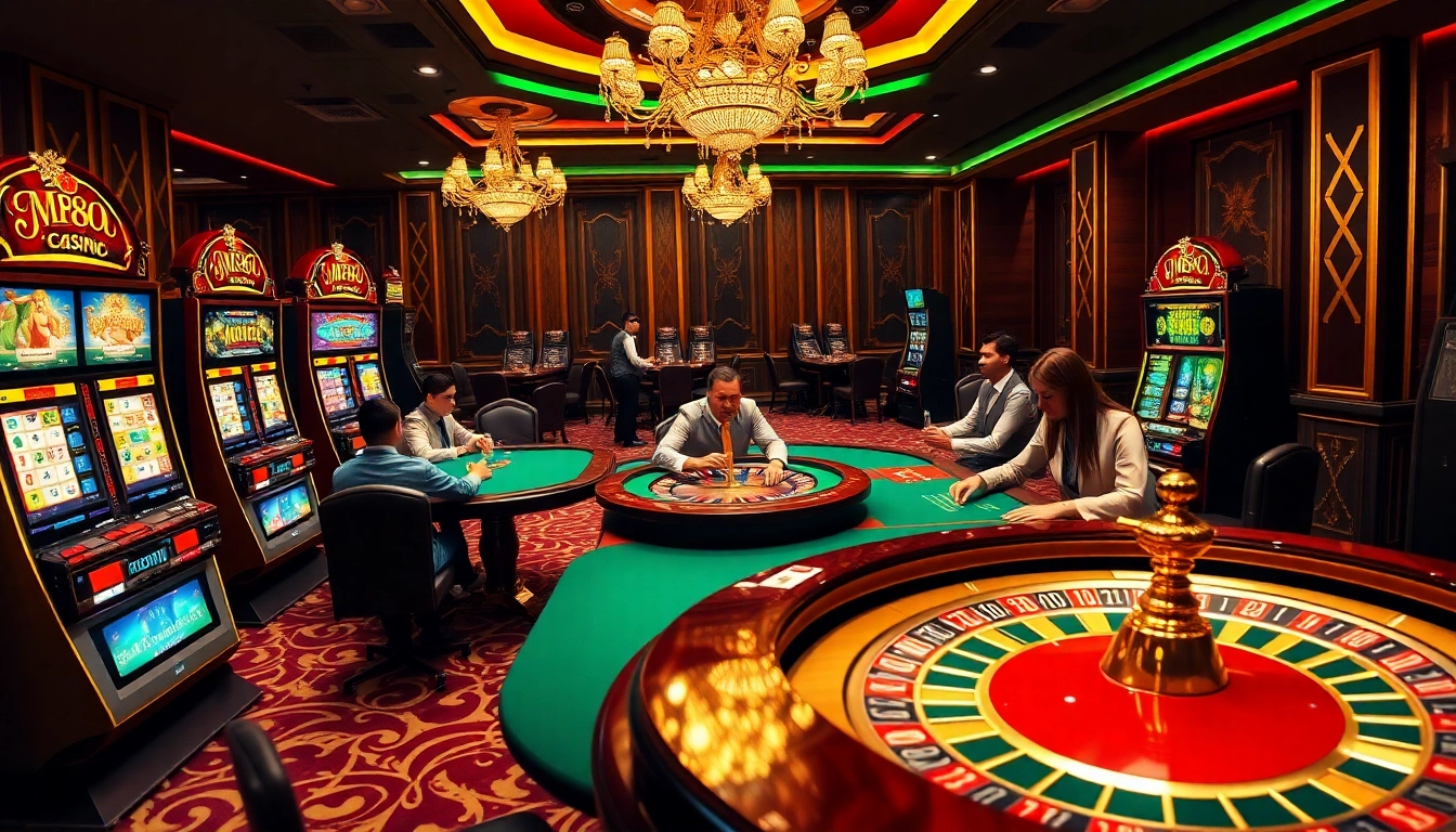 Experience thrilling gameplay at MM88 with vibrant casino tables and players in action.