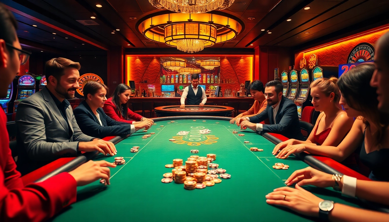 Exciting poker game at the TT88 casino table with vibrant chips and cards.