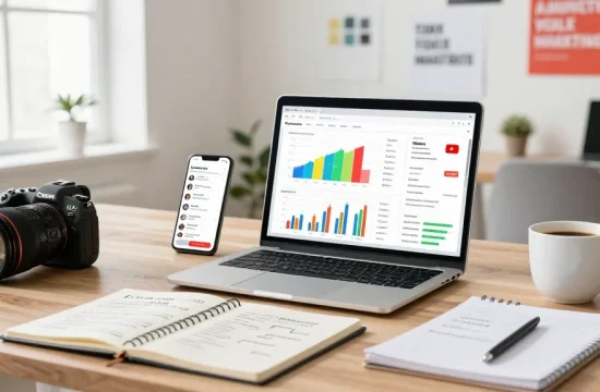 Professionelle Analyse von YouTube Likes kaufen in modernem Büro